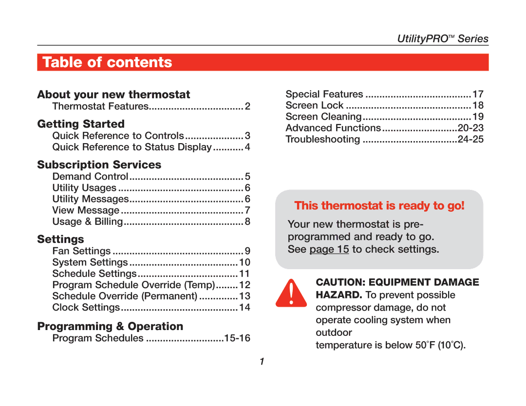 Honeywell 85-3126 manual Table of contents 