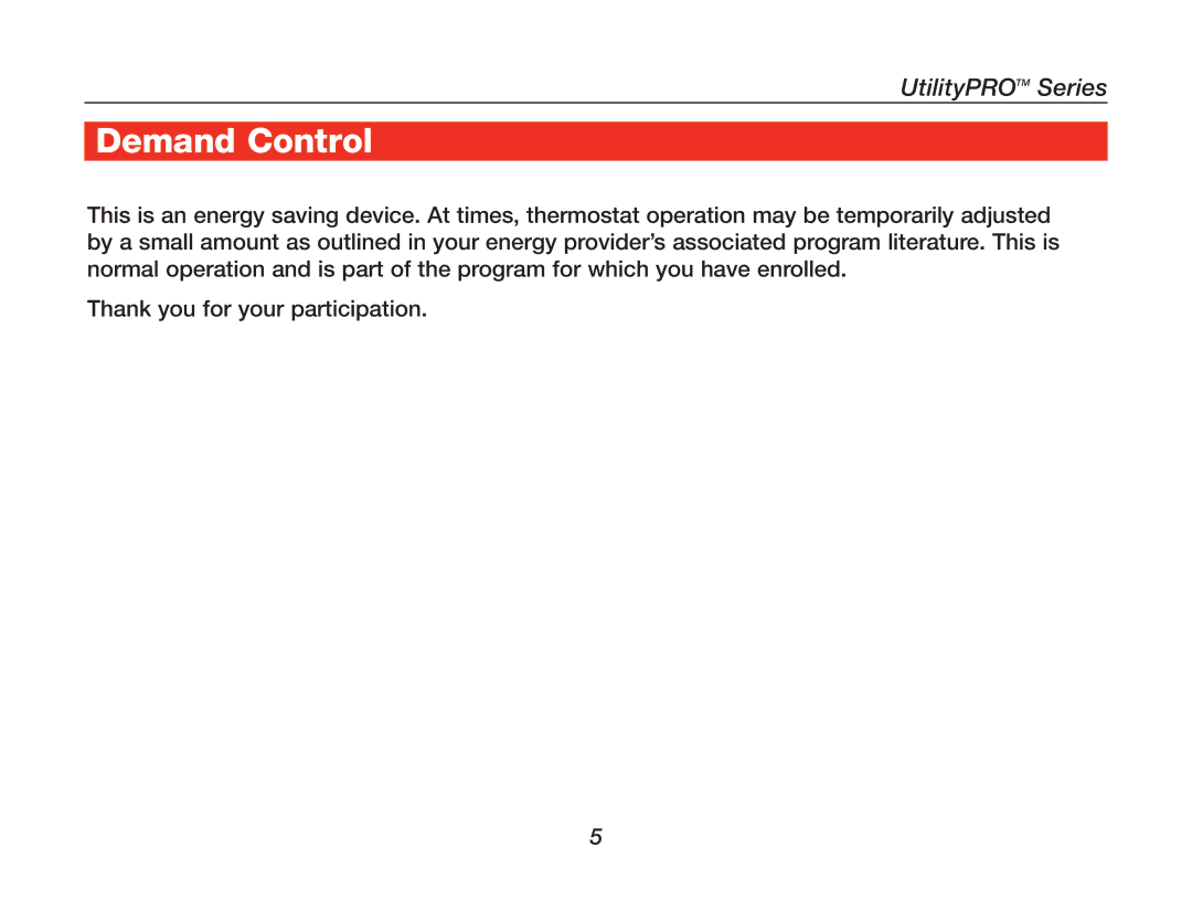 Honeywell 85-3126 manual Demand Control 