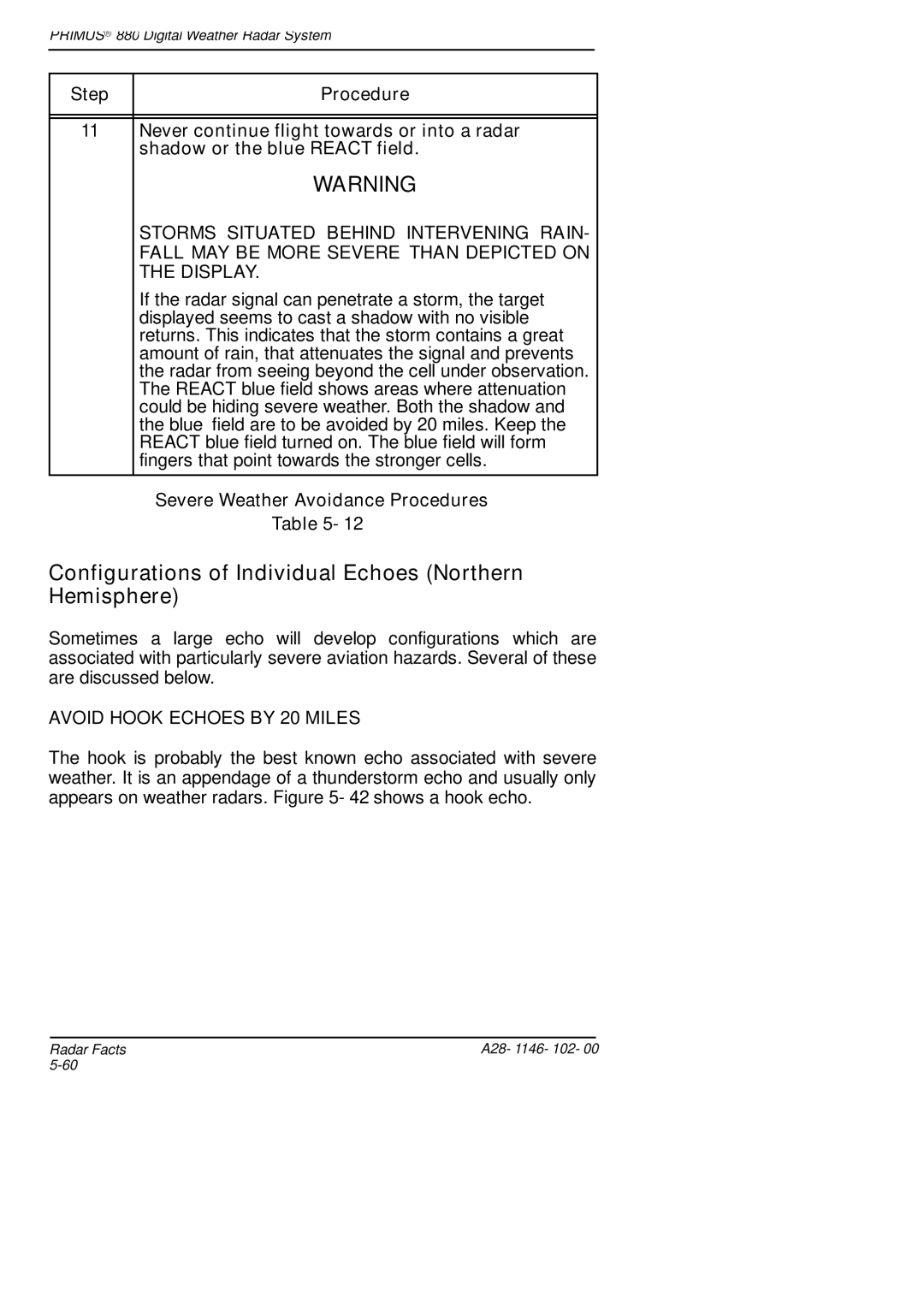 Honeywell 880 Configurations of Individual Echoes Northern Hemisphere, Storms Situated Behind Intervening Rain, Display 