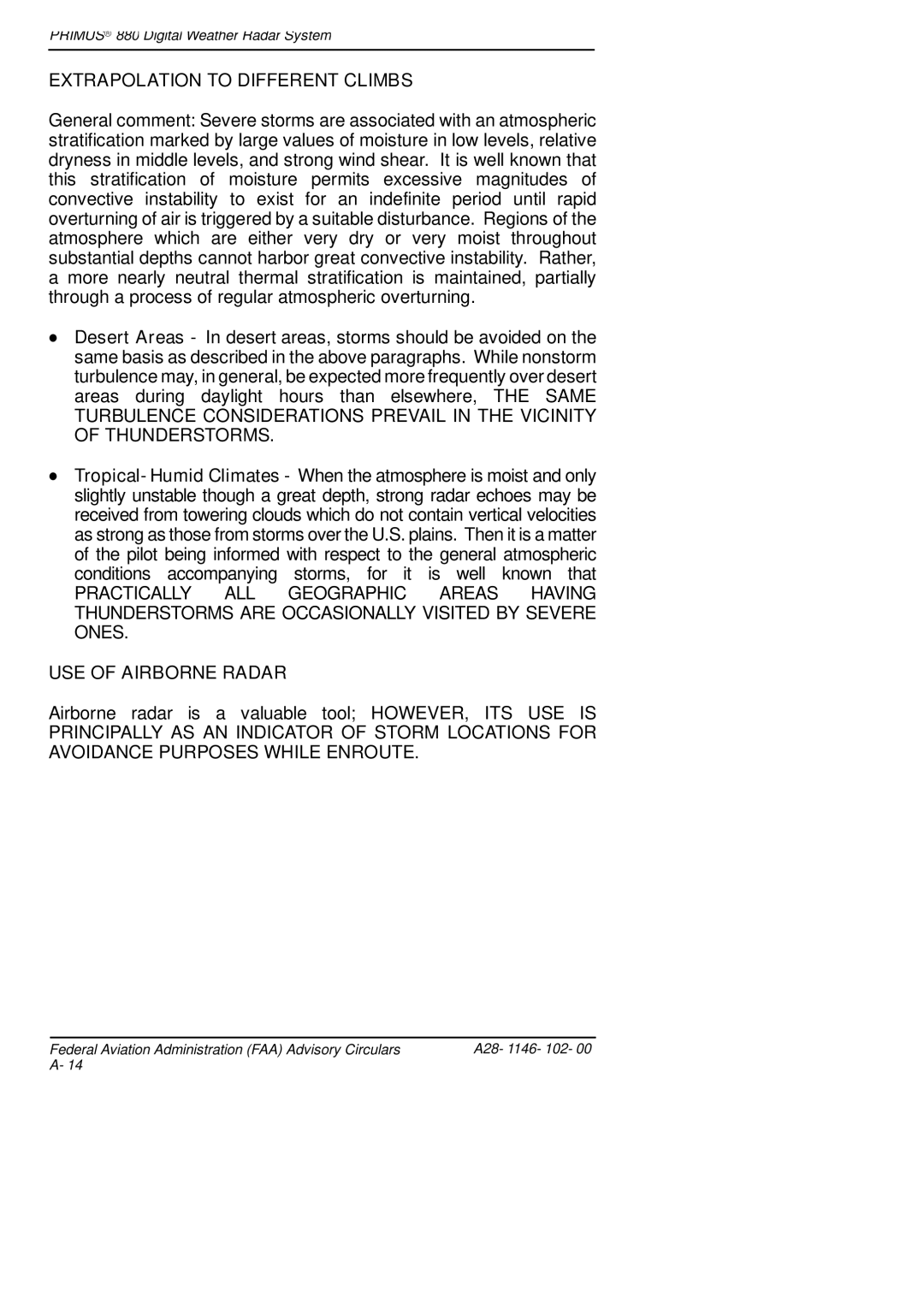 Honeywell 880 manual Extrapolation to Different Climbs, USE of Airborne Radar 