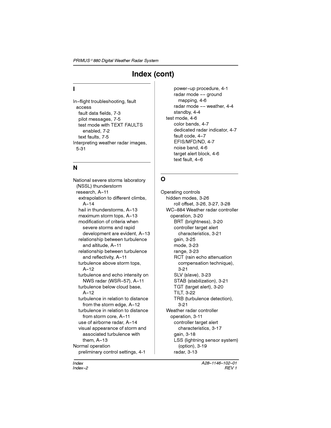 Honeywell 880 manual Index 