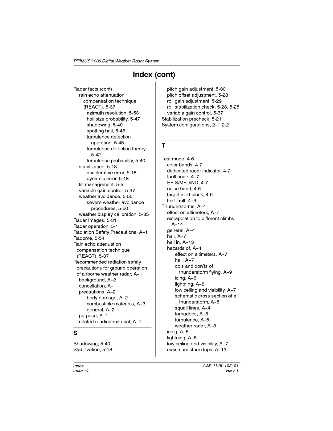 Honeywell 880 manual Radar facts cont rain echo attenuation 