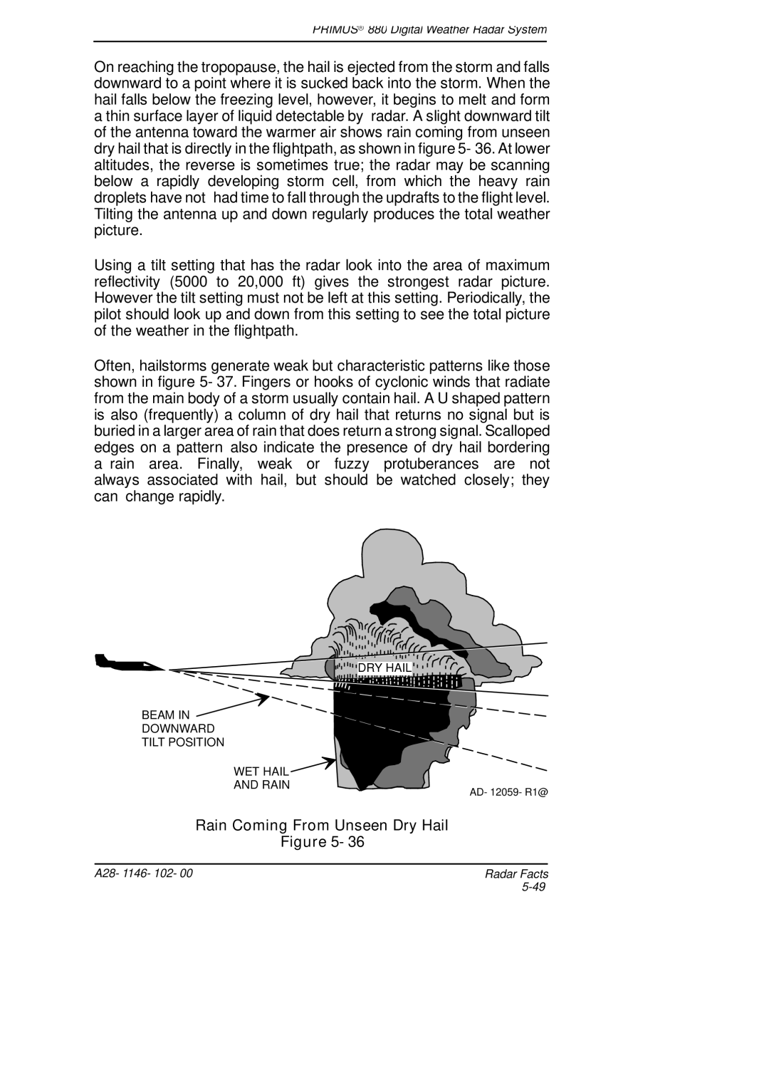 Honeywell 880 manual Rain Coming From Unseen Dry Hail 