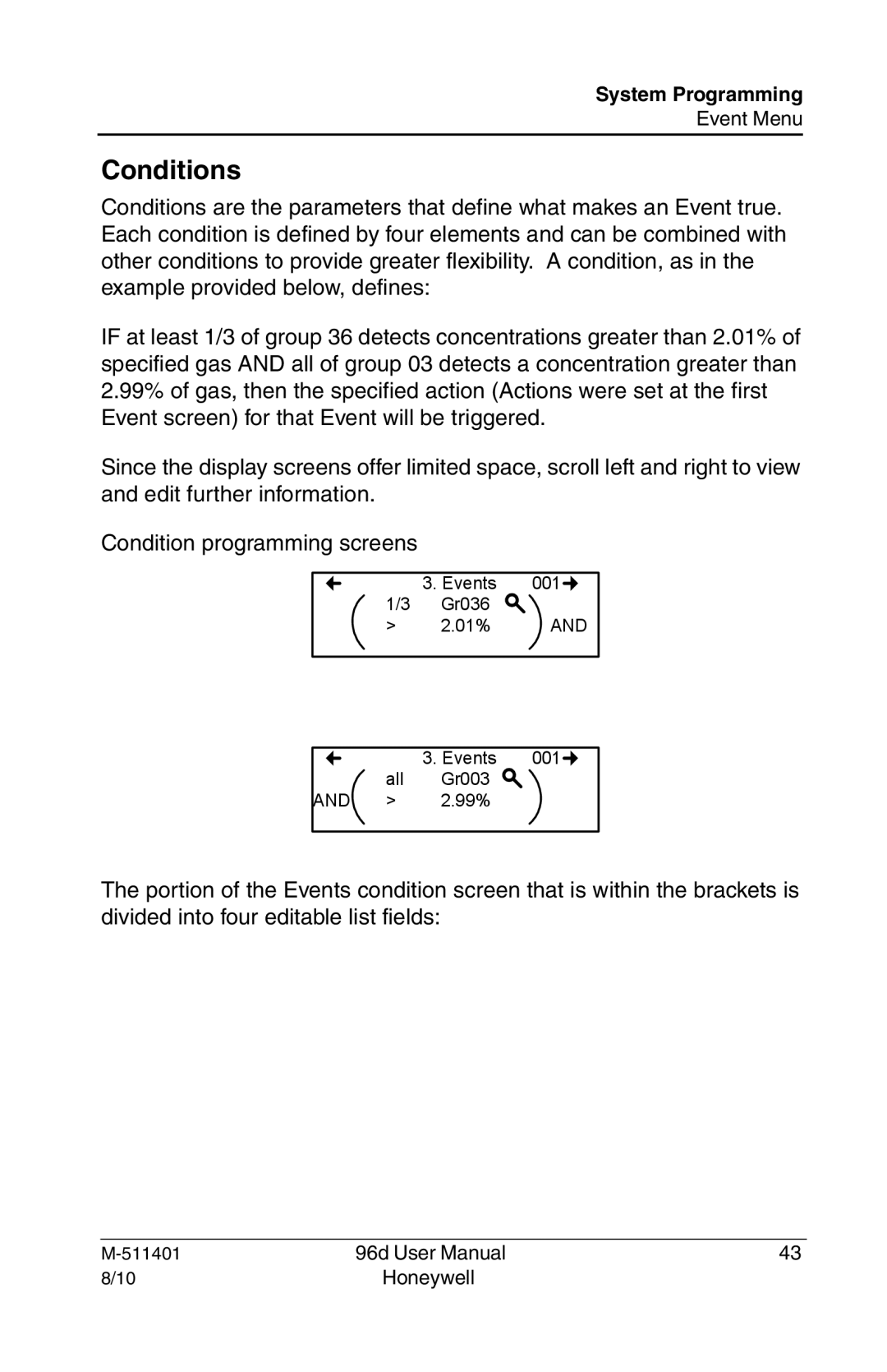 Honeywell 96D user manual Conditions 