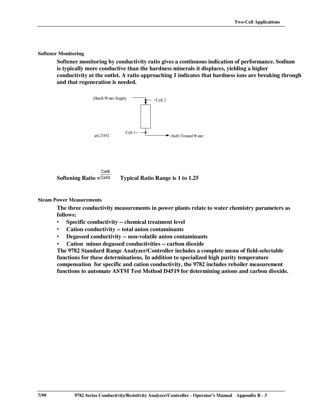 Honeywell 9782 Series manual Softener Monitoring, Steam Power Measurements 