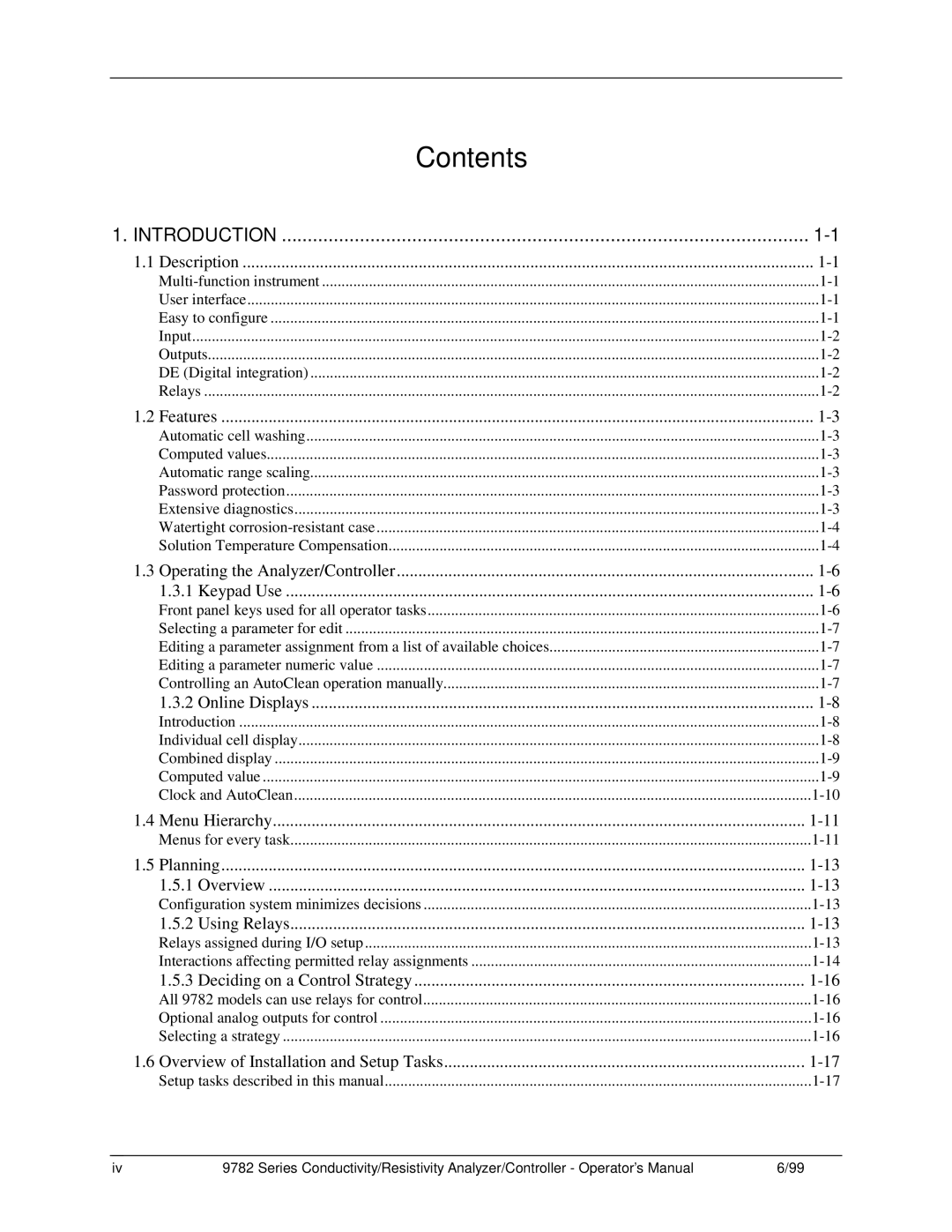 Honeywell 9782 Series manual Contents 