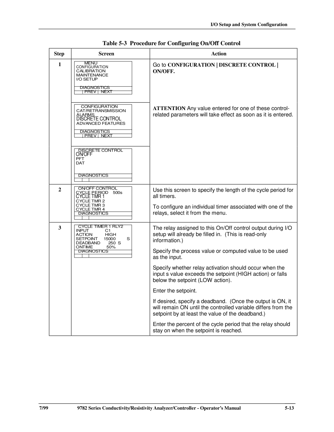 Honeywell 9782 Series manual Procedure for Configuring On/Off Control, Discrete Control 