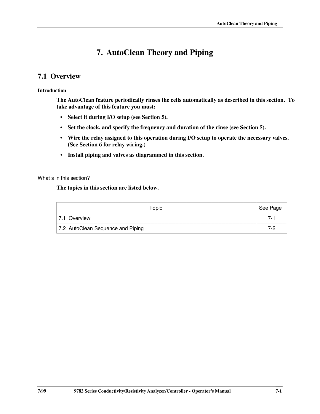 Honeywell 9782 Series manual AutoClean Theory and Piping 