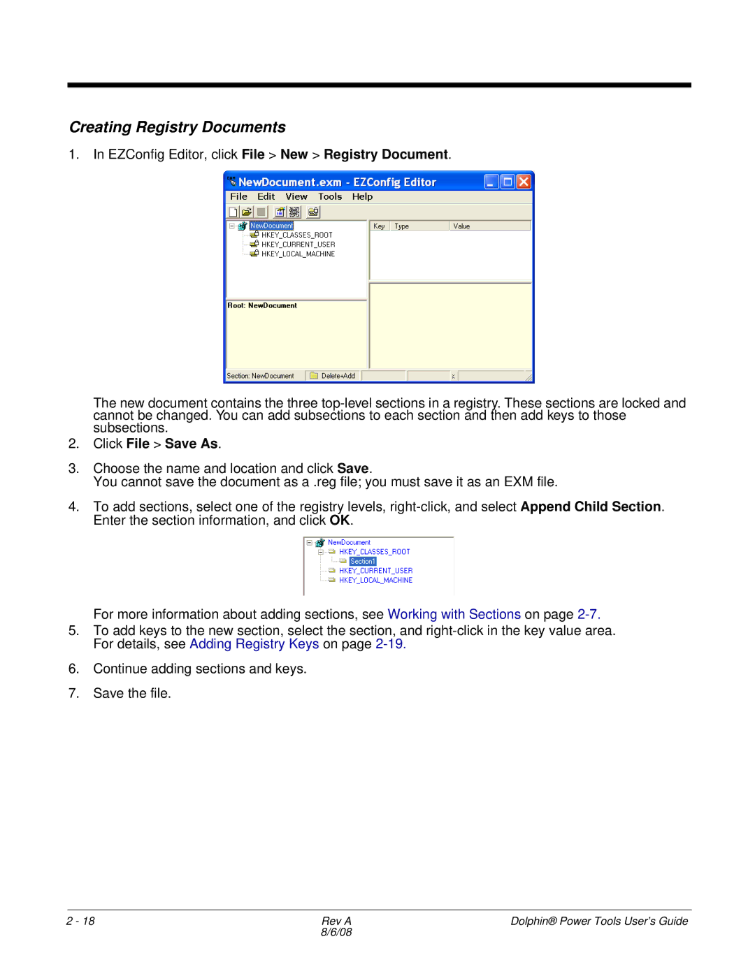 Honeywell 9900 manual Creating Registry Documents, Click File Save As 