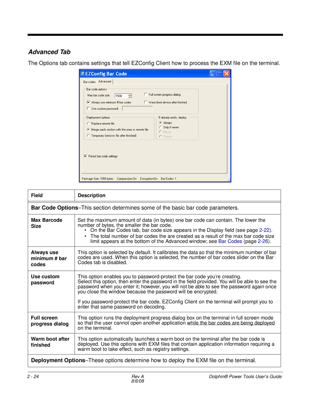 Honeywell 9900 manual Advanced Tab 