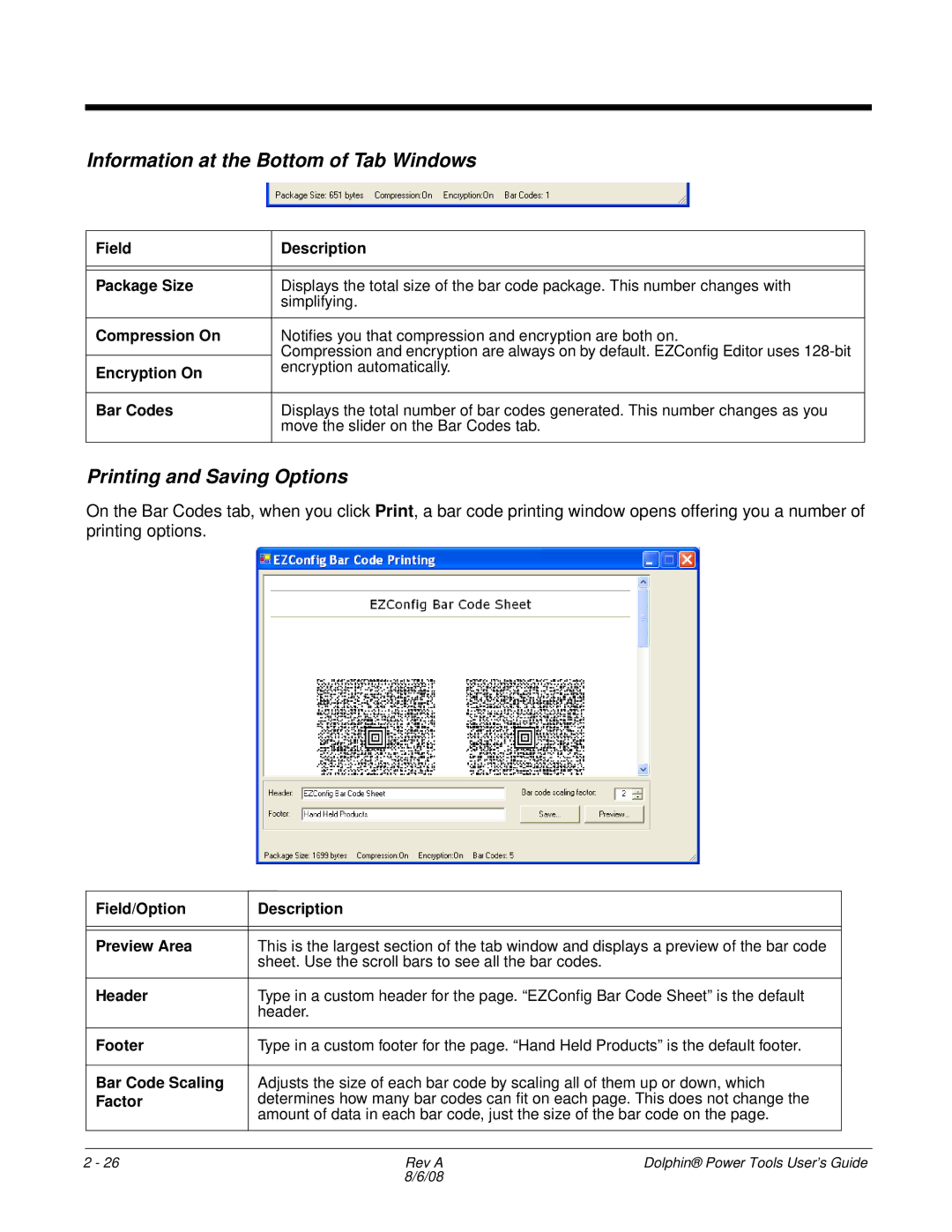 Honeywell 9900 manual Information at the Bottom of Tab Windows, Printing and Saving Options 