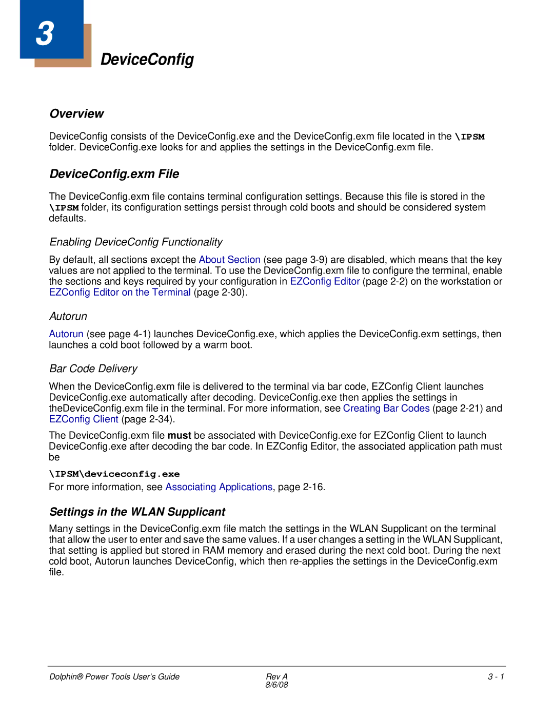 Honeywell 9900 manual DeviceConfig.exm File, Settings in the Wlan Supplicant 