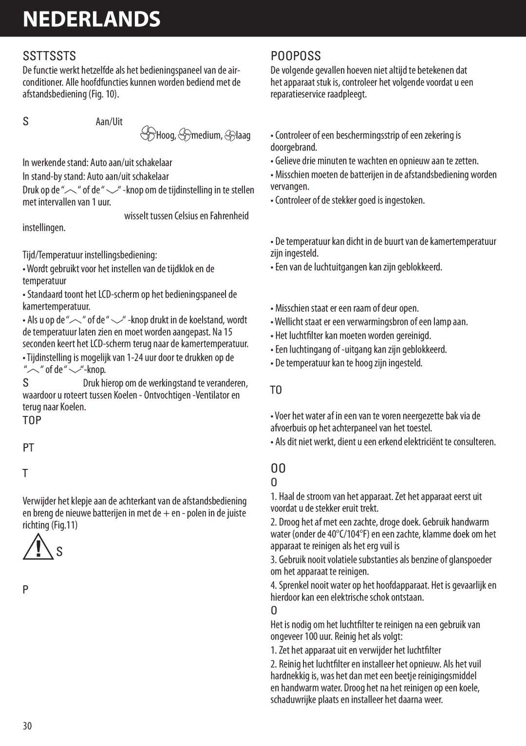 Honeywell AMH-12000E, AMH-10000E manual Waarschuwing, Problemen Oplossen, Onderhoud, Let Op 