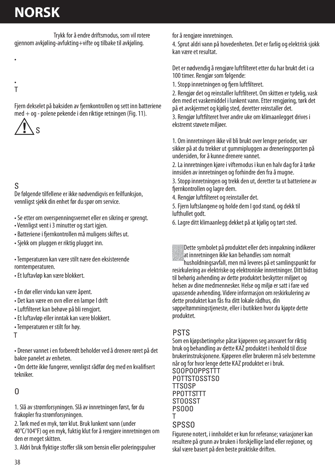 Honeywell AMH-12000E, AMH-10000E manual Feilsøking, Vedlikehold, Kjøpsbetingelser, Spesifikasjoner, Merk 