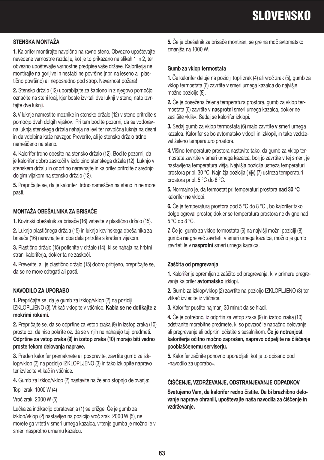 Honeywell BH-777FTE Stenska Montaža, Montaža Obešalnika ZA Brisače, Navodilo ZA Uporabo, Gumb za vklop termostata 