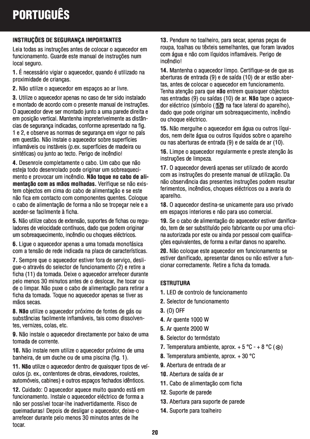 Honeywell BH-777FTE manual do utilizador Português, Instruções De Segurança Importantes, Estrutura 