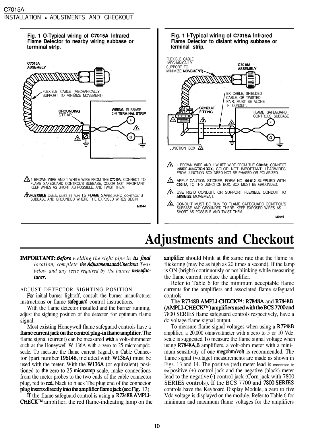 Honeywell C7015A manual Adjustments and Checkout, Installation Adustments and Checkout, Cmi5A 