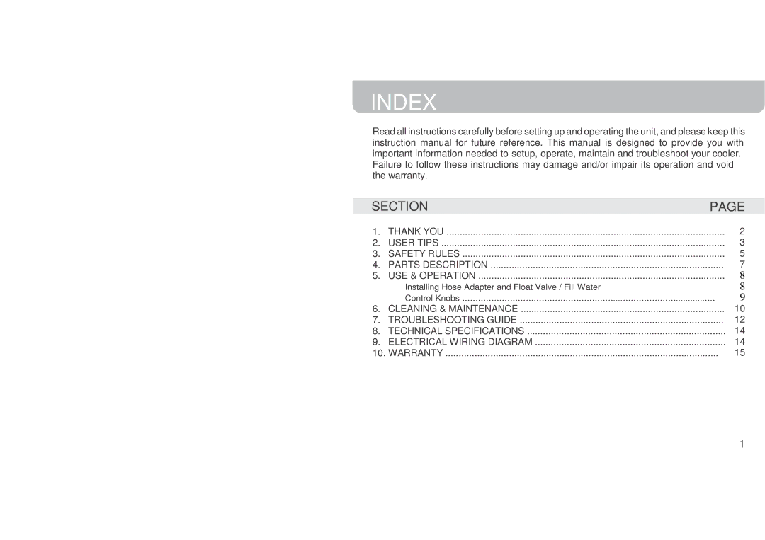 Honeywell CL60PM owner manual Index 