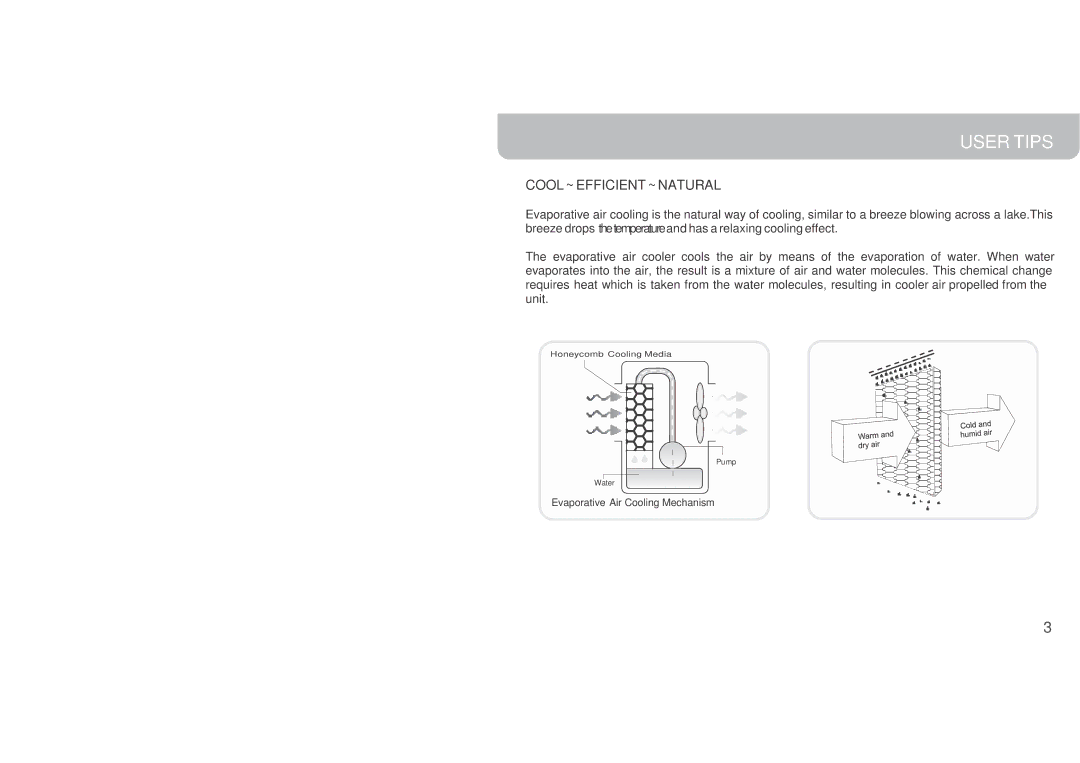 Honeywell CL60PM owner manual User Tips, Cool ~ Efficient ~ Natural 