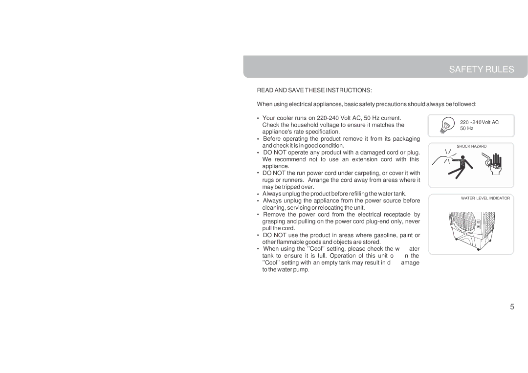 Honeywell CL60PM owner manual Safety Rules, Read and Save These Instructions 