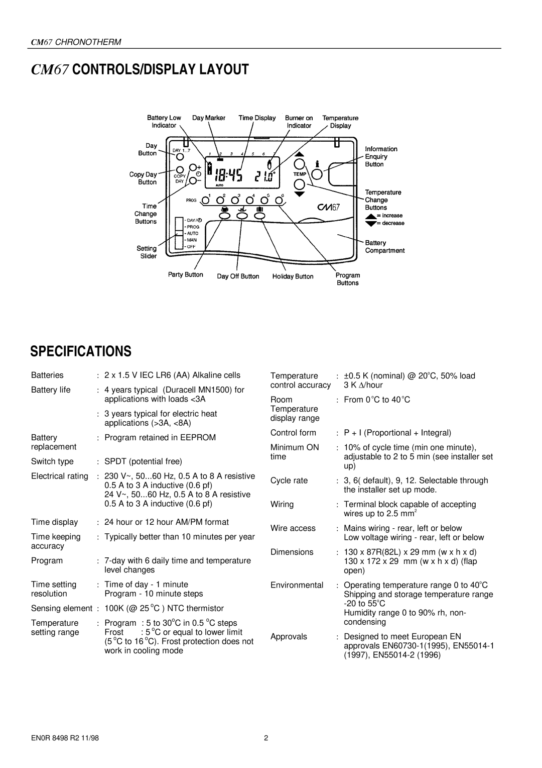 Honeywell CM67 specifications Specifications 