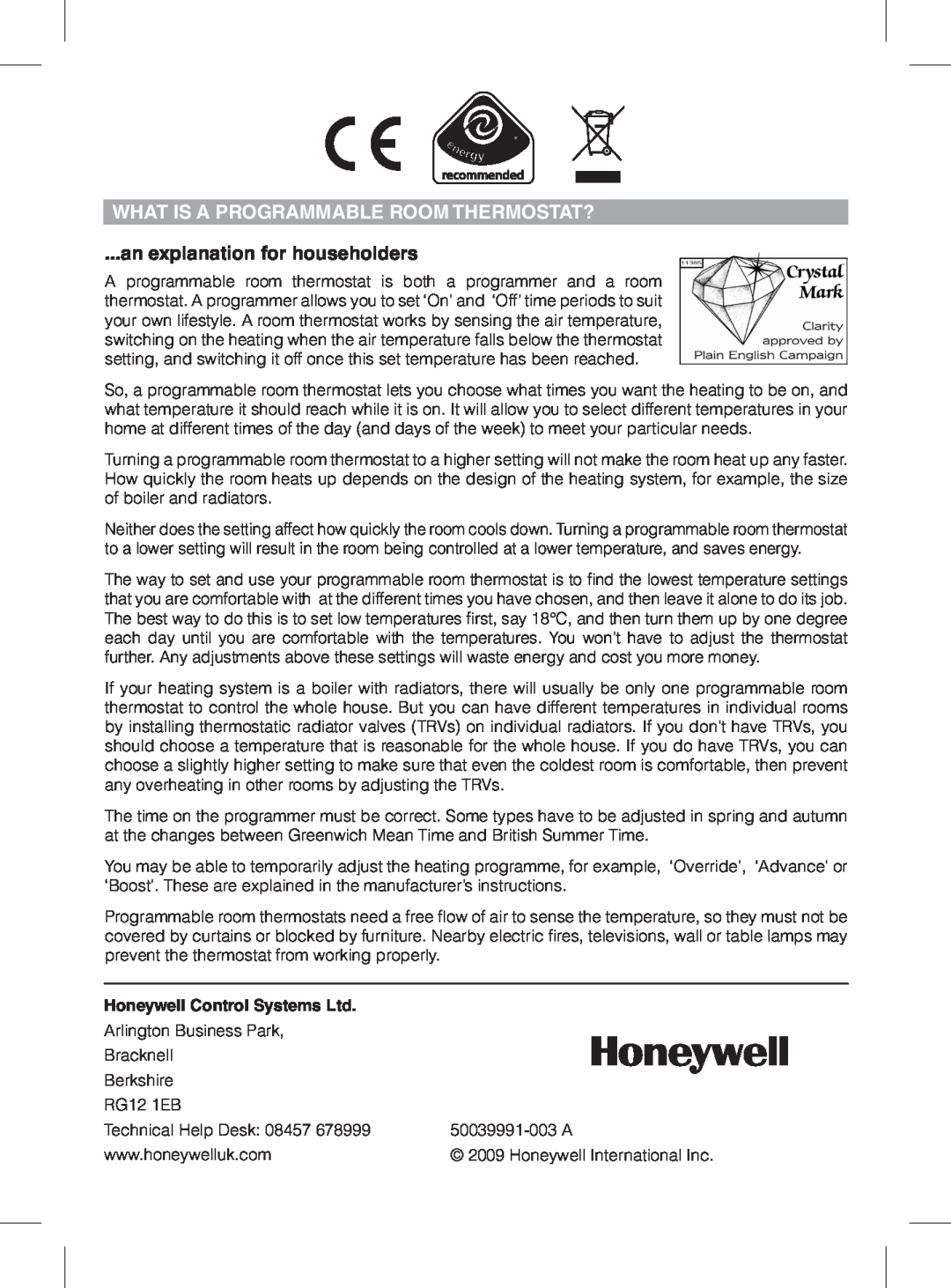 Honeywell CM721 manual What Is A Programmable Room Thermostat?, an explanation for householders 