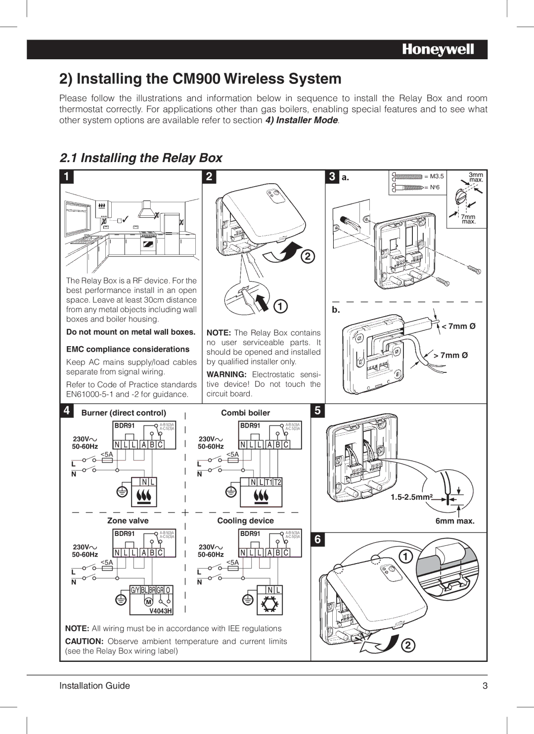 Honeywell manual Installing the CM900 Wireless System, Installing the Relay Box 