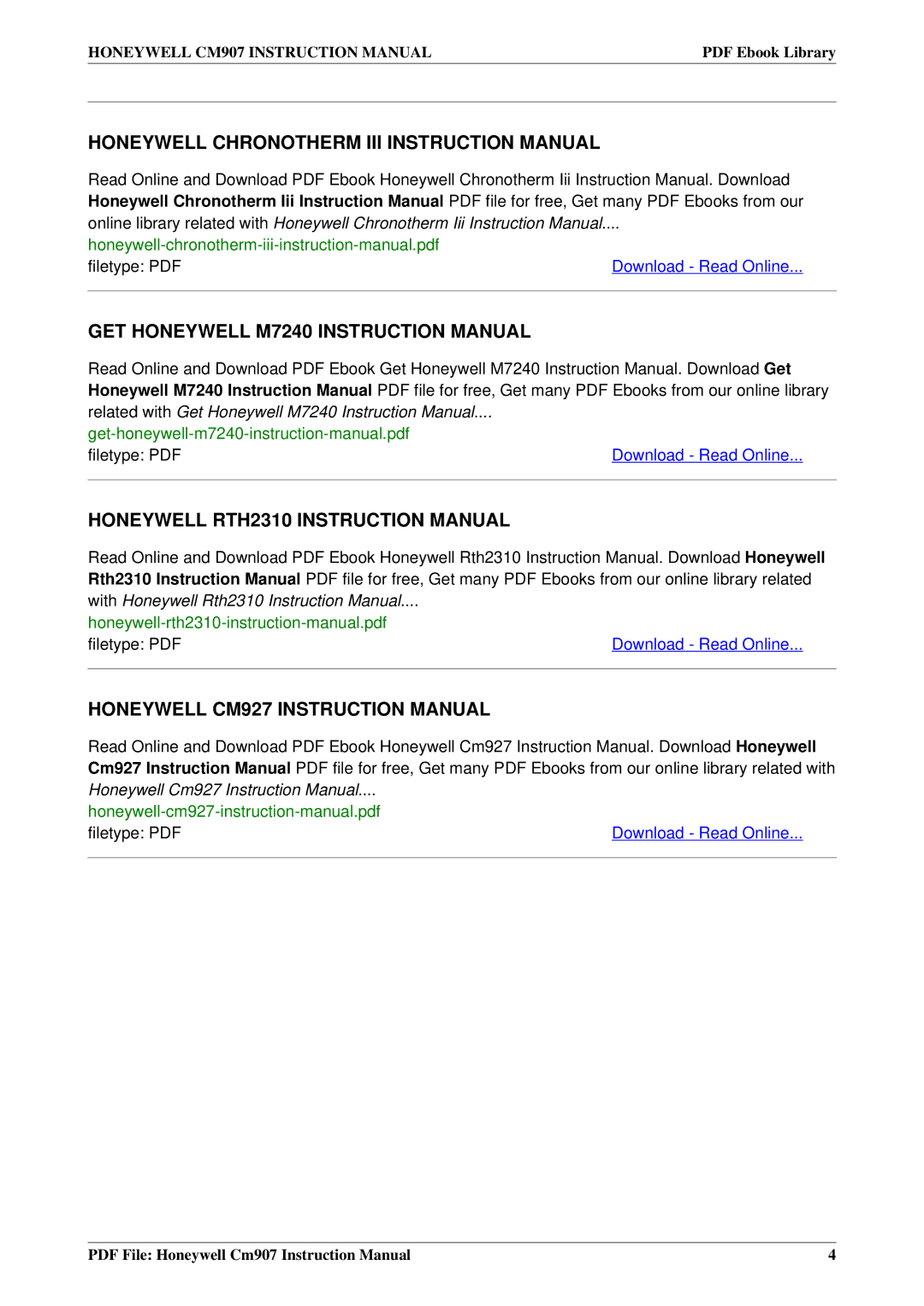 Honeywell CM907 instruction manual Download Read Online 