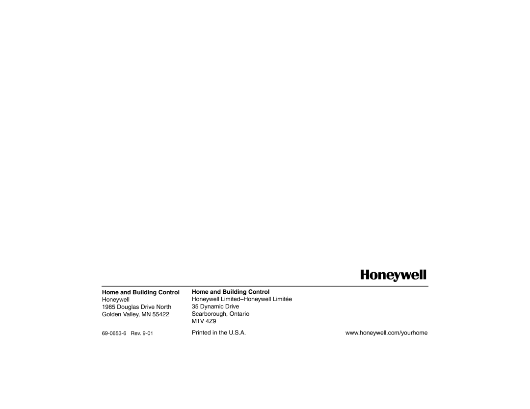 Honeywell CT3200 warranty Home and Building Control 