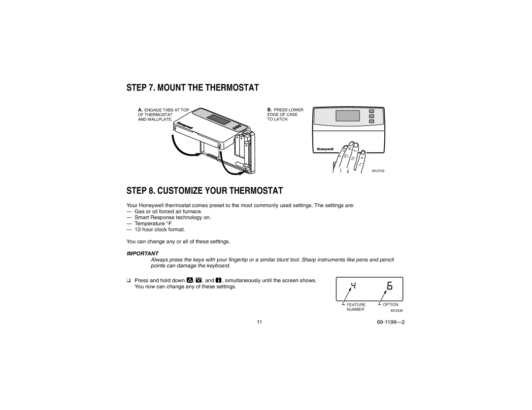 Honeywell CT3500/CT3595 manual Mount the Thermostat, Customize Your Thermostat 