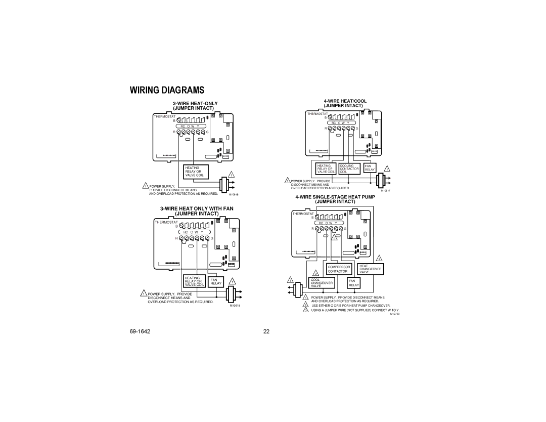 Honeywell CT3600, CT3697 manual Wiring Diagrams, Wire HEAT-ONLY Jumper Intact 