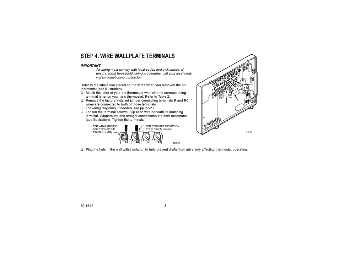 Honeywell CT3600, CT3697 manual Wire Wallplate Terminals 