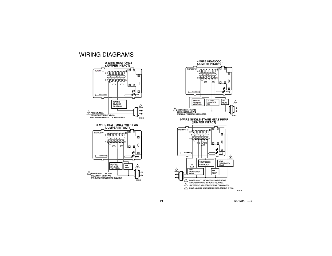 Honeywell CT3650 manual Wiring Diagrams, Wire HEAT-ONLY Jumper Intact 