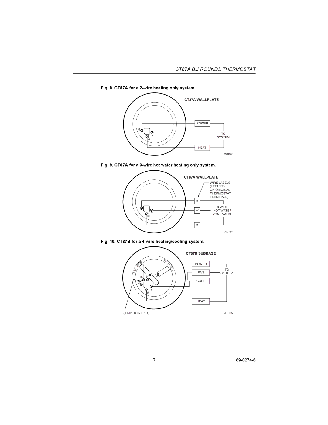 Honeywell installation instructions CT87A for a 2-wire heating only system 