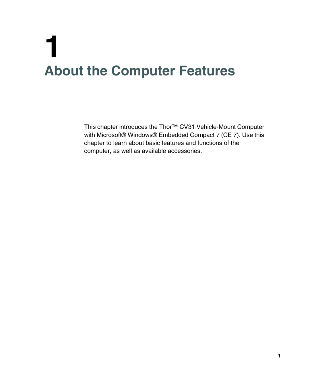 Honeywell CV31 user manual About the Computer Features 