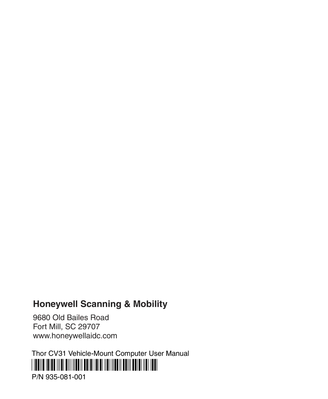 Honeywell CV31 user manual Honeywell Scanning & Mobility 