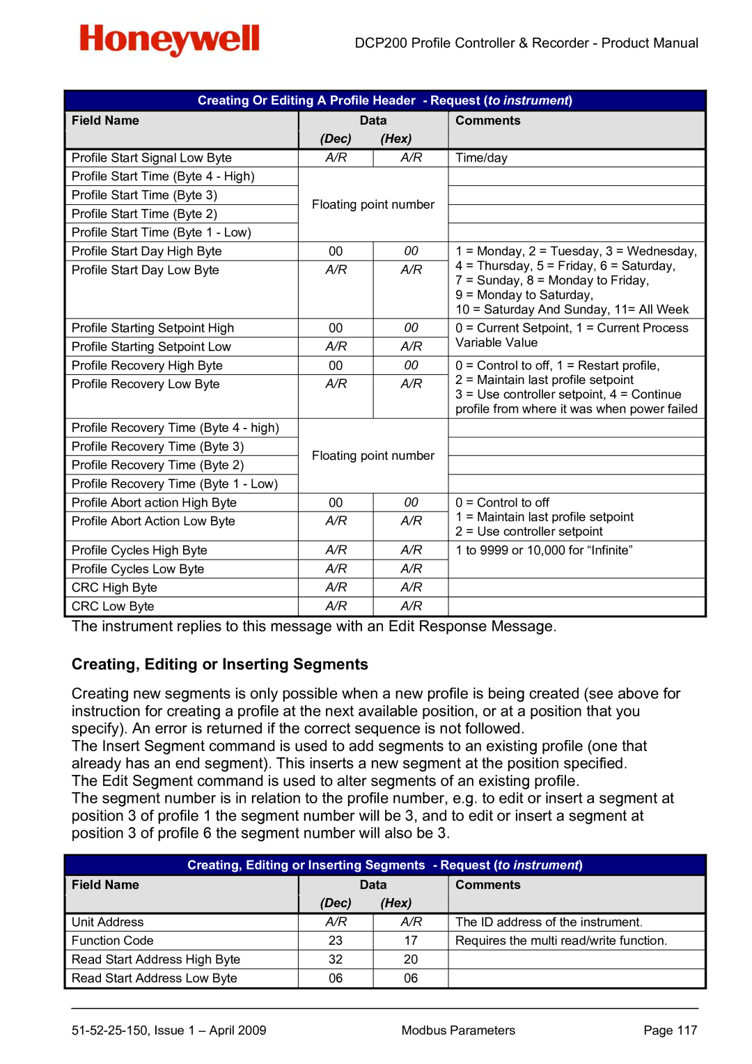 Honeywell DCP200 manual Creating, Editing or Inserting Segments 