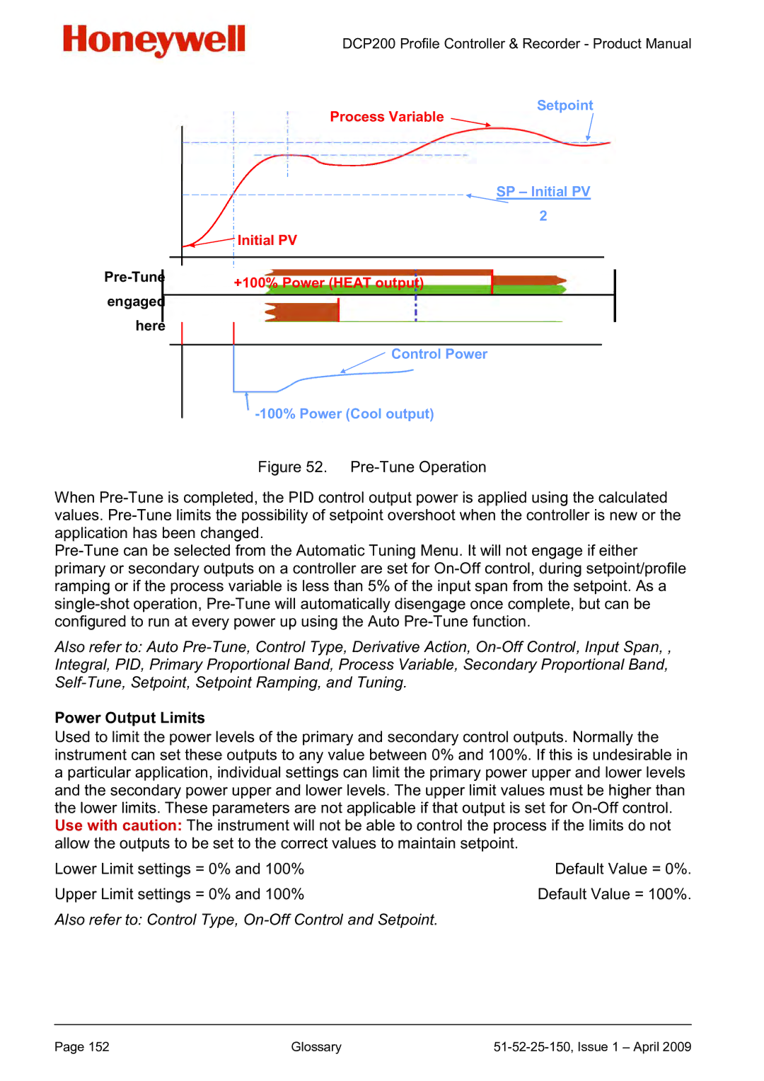 Honeywell DCP200 manual Power Output Limits, Pre-Tune Engaged Here 