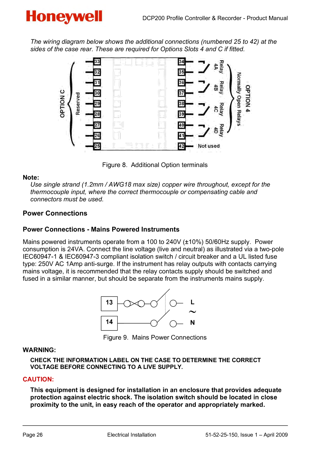 Honeywell DCP200 manual Additional Option terminals 