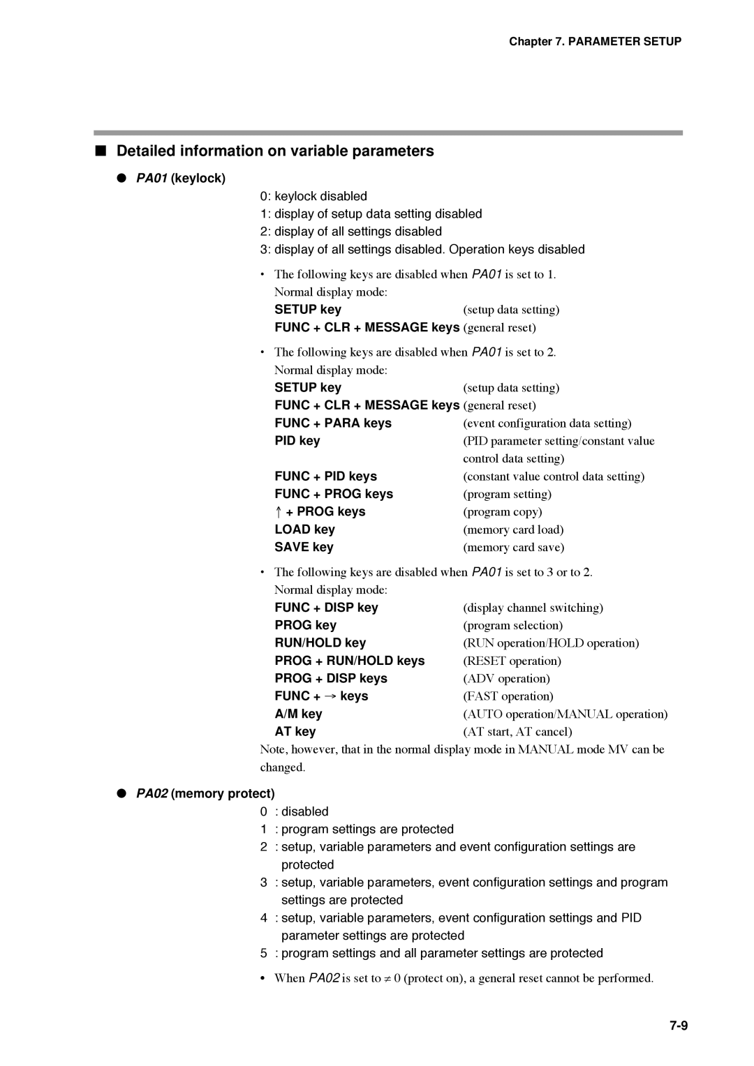 Honeywell DCP552 Mark II user manual Detailed information on variable parameters 