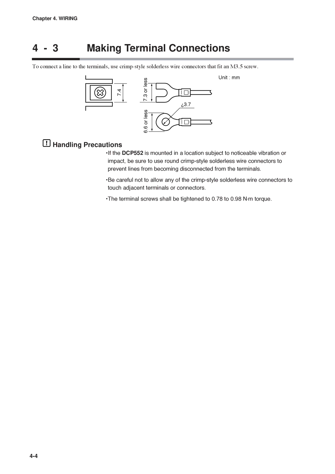 Honeywell DCP552 Mark II user manual Making Terminal Connections 