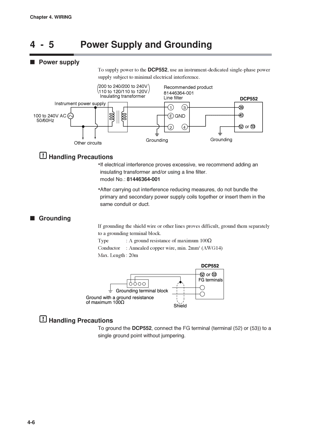 Honeywell DCP552 Mark II user manual Power Supply and Grounding, Power supply, Model No 