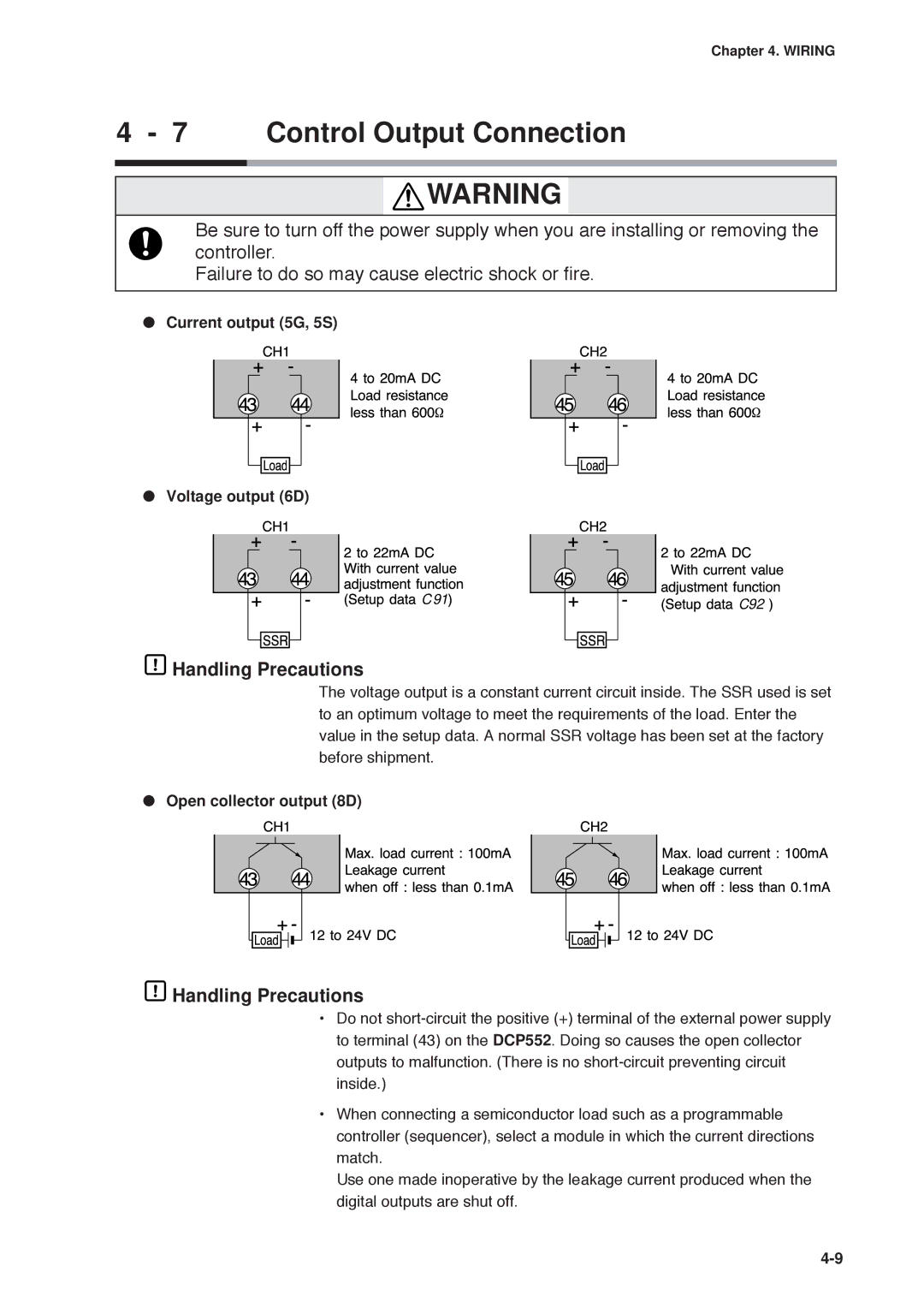 Honeywell DCP552 Mark II user manual Control Output Connection, Open 