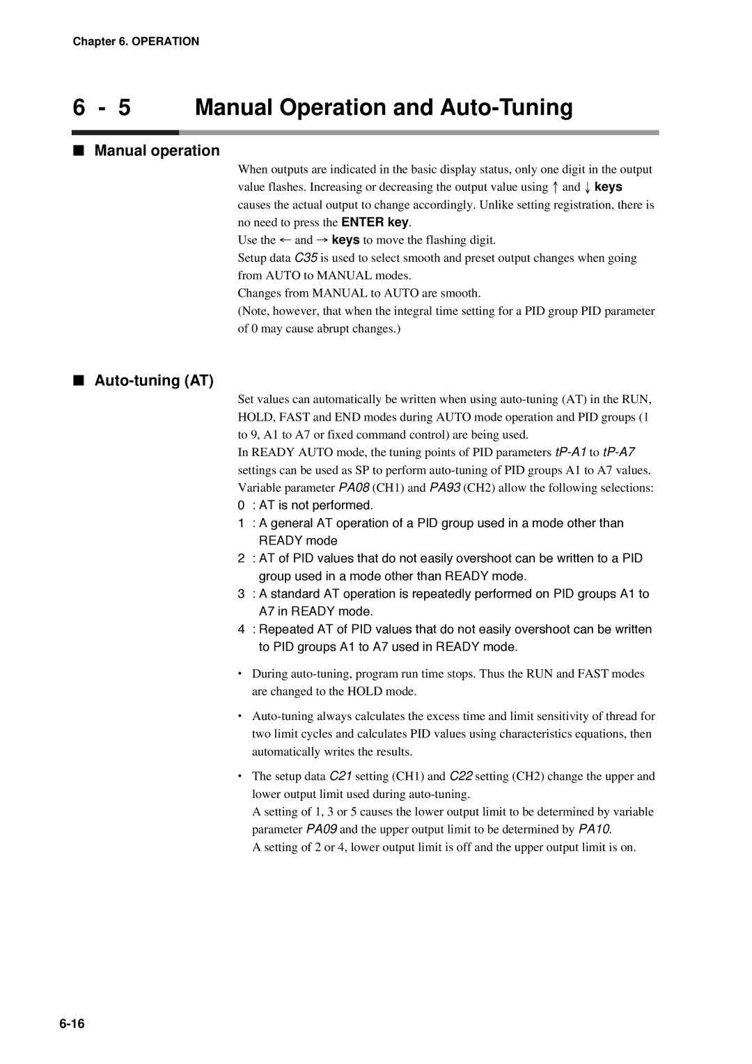 Honeywell DCP552 Mark II user manual Manual Operation and Auto-Tuning, Manual operation, Auto-tuning AT 