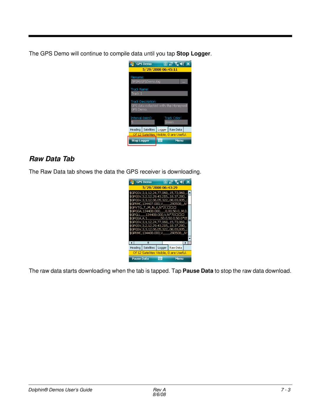 Honeywell Demos manual Raw Data Tab 