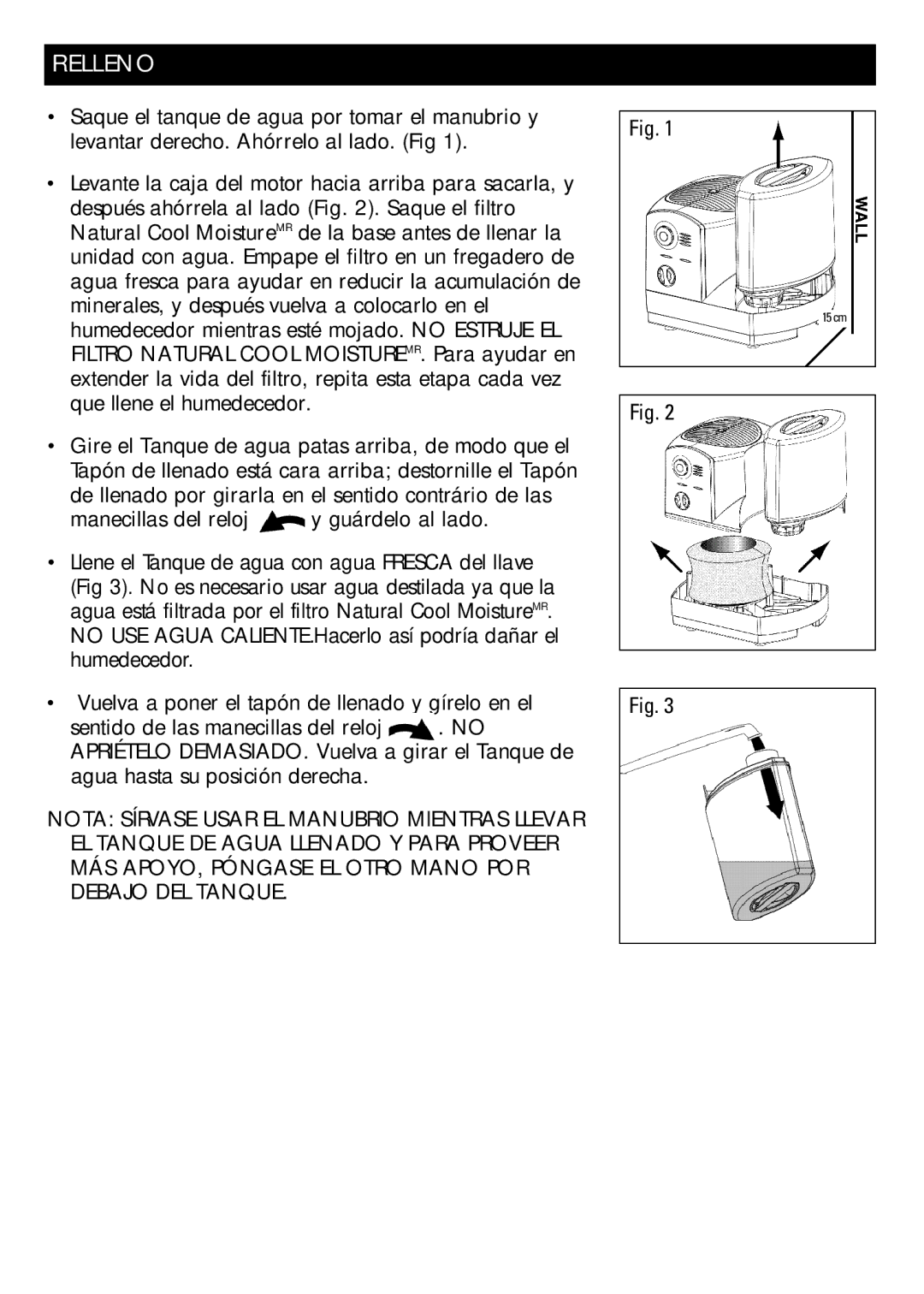 Honeywell DH-835 owner manual Relleno 