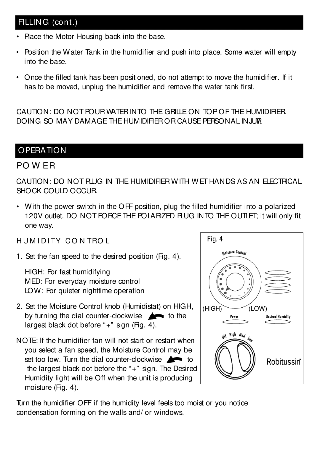 Honeywell DH-835 owner manual W E R, Operation, M I D I T Y C O N T R O L 