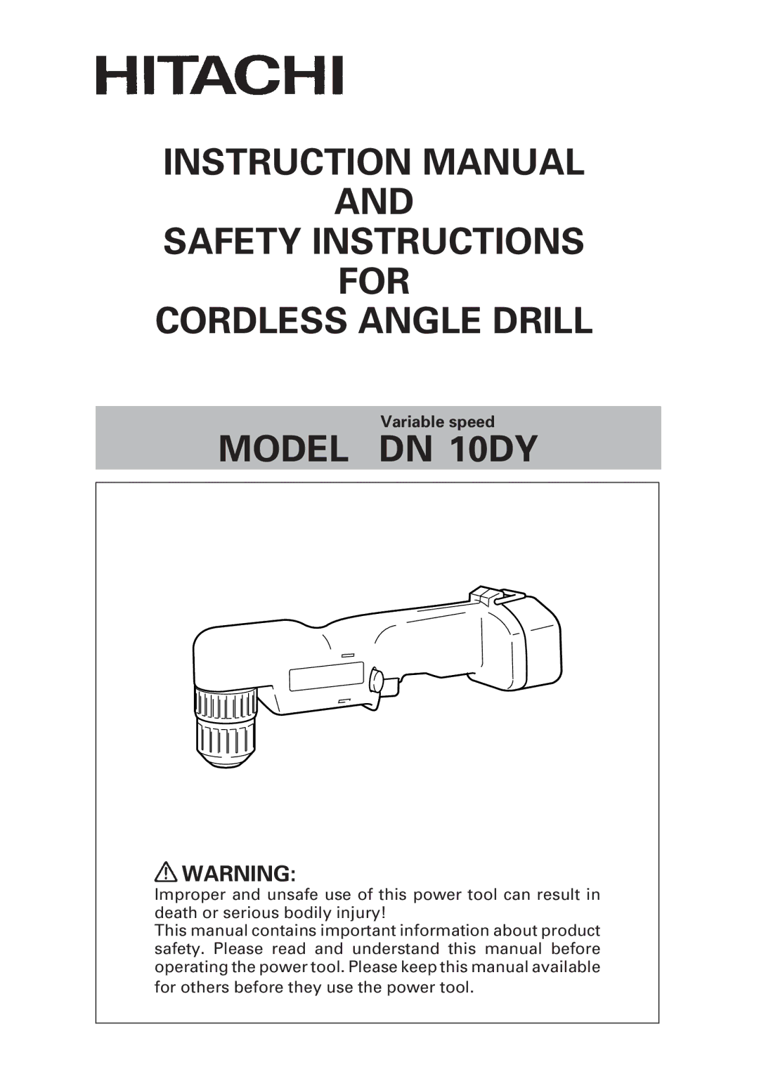 Honeywell DN 10DY instruction manual Safety Instructions For Cordless Angle Drill 