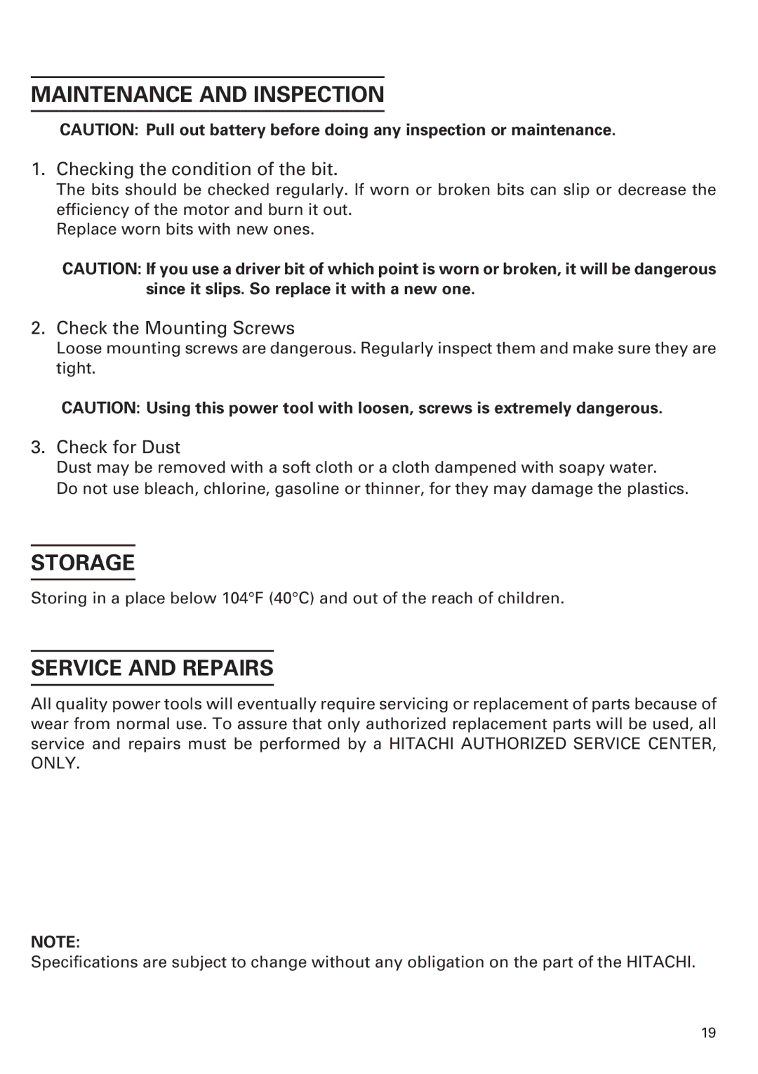 Honeywell DN 10DY instruction manual Maintenance and Inspection, Storage, Service and Repairs 