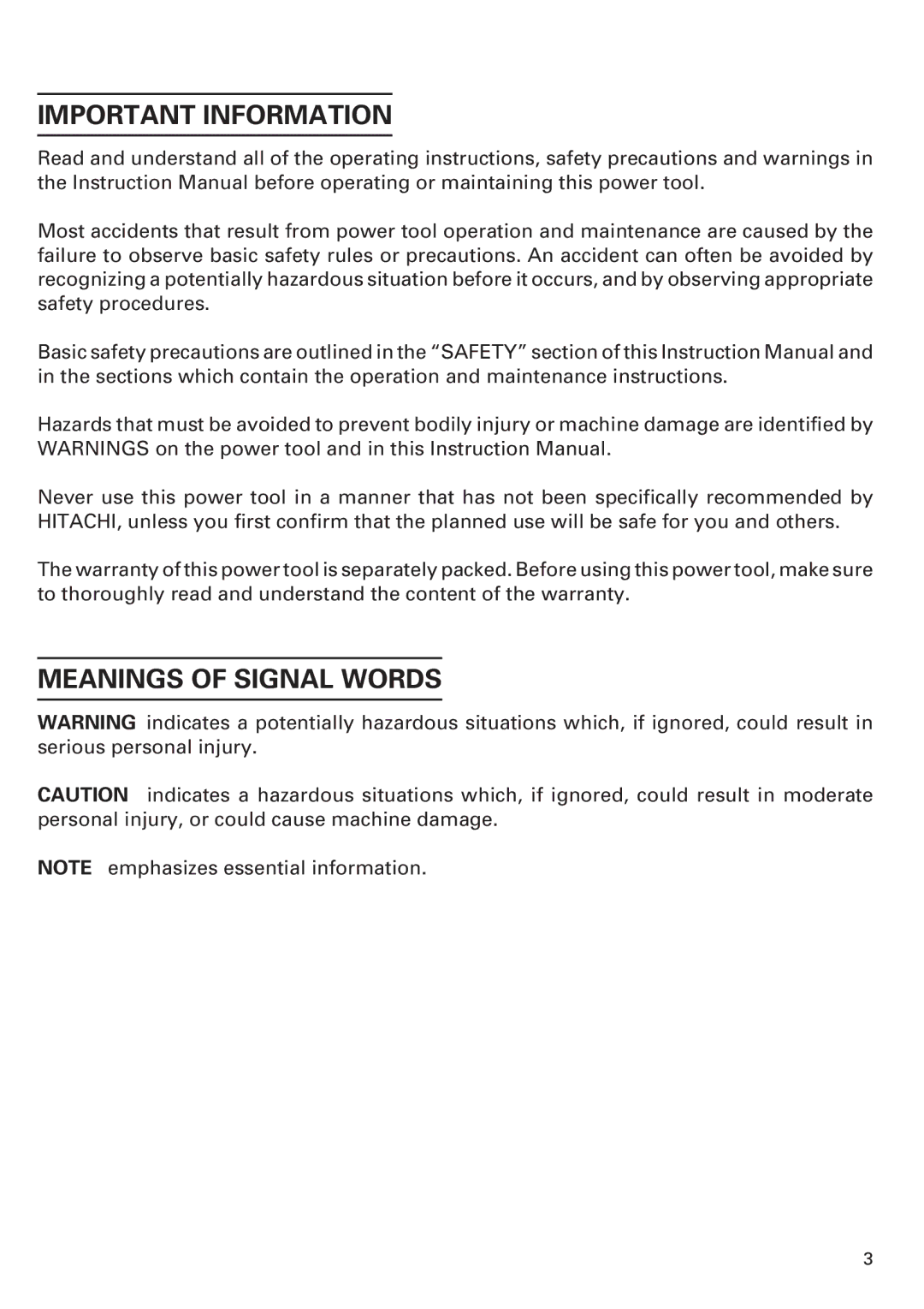 Honeywell DN 10DY instruction manual Important Information, Meanings of Signal Words 